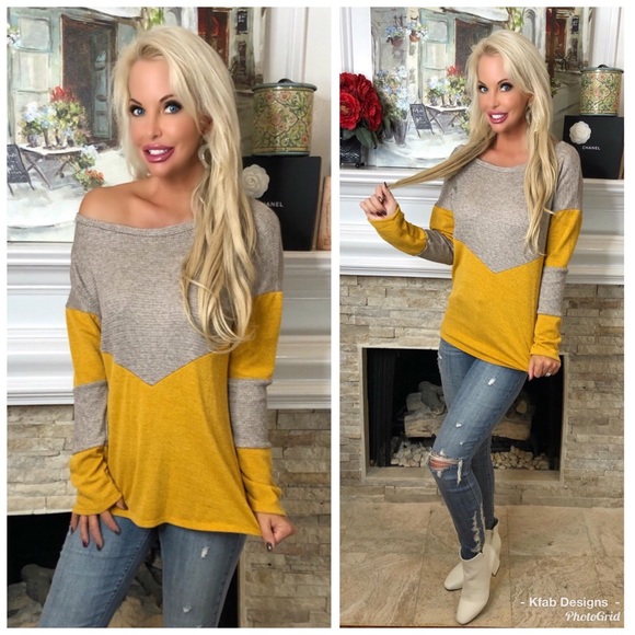 ❤️RESERVED❤️ Buttery Soft! 2 Tone Color Block Top! - Picture 3 of 8